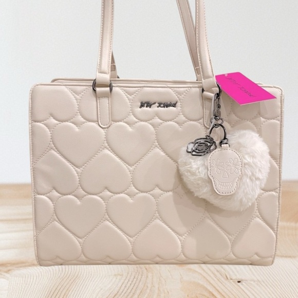NWT Betsey Johnson Cream Heart Tote
